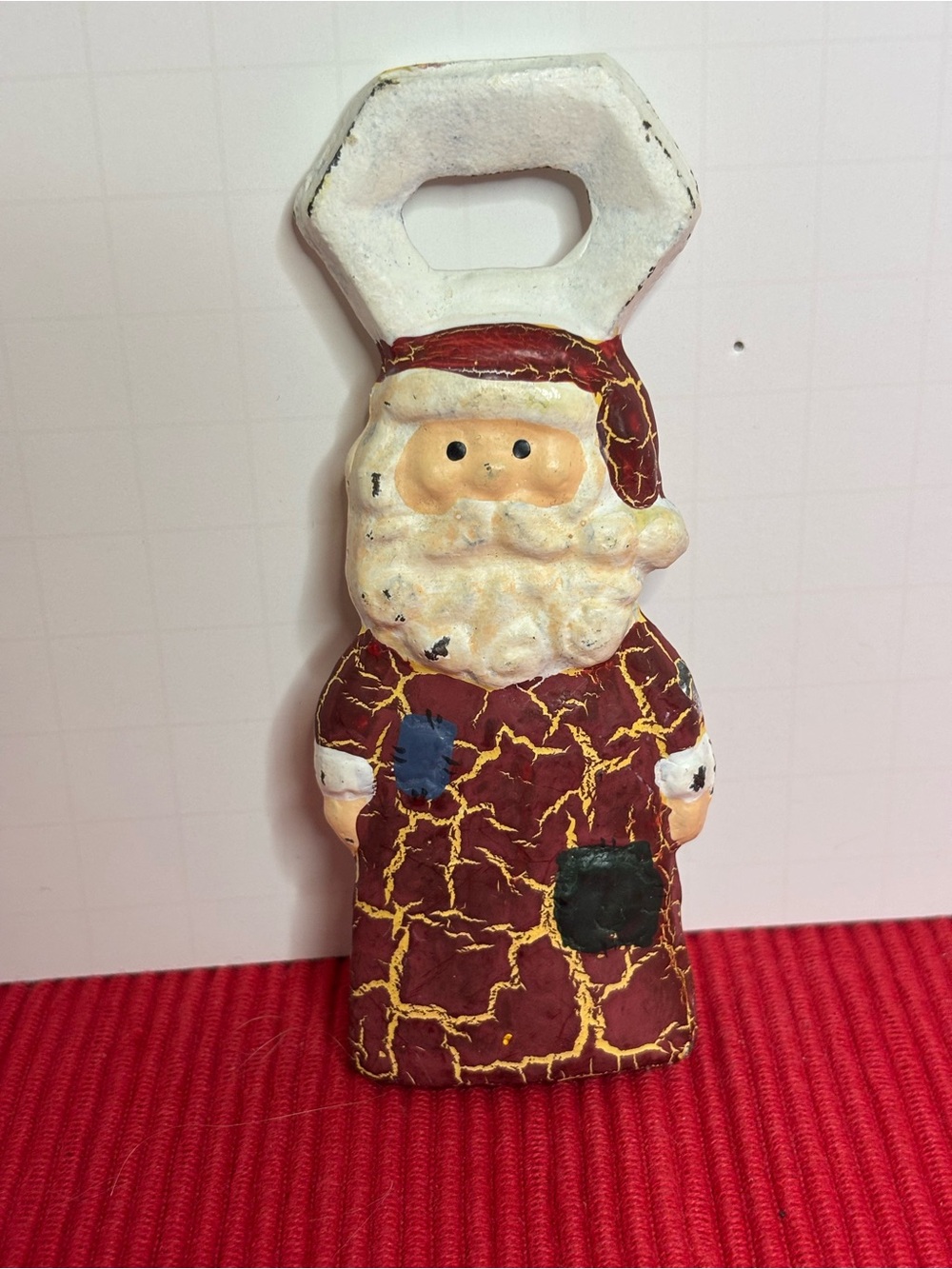 Vintage-Style Red Santa Cast Iron Bottle Opener. Christmas Decor